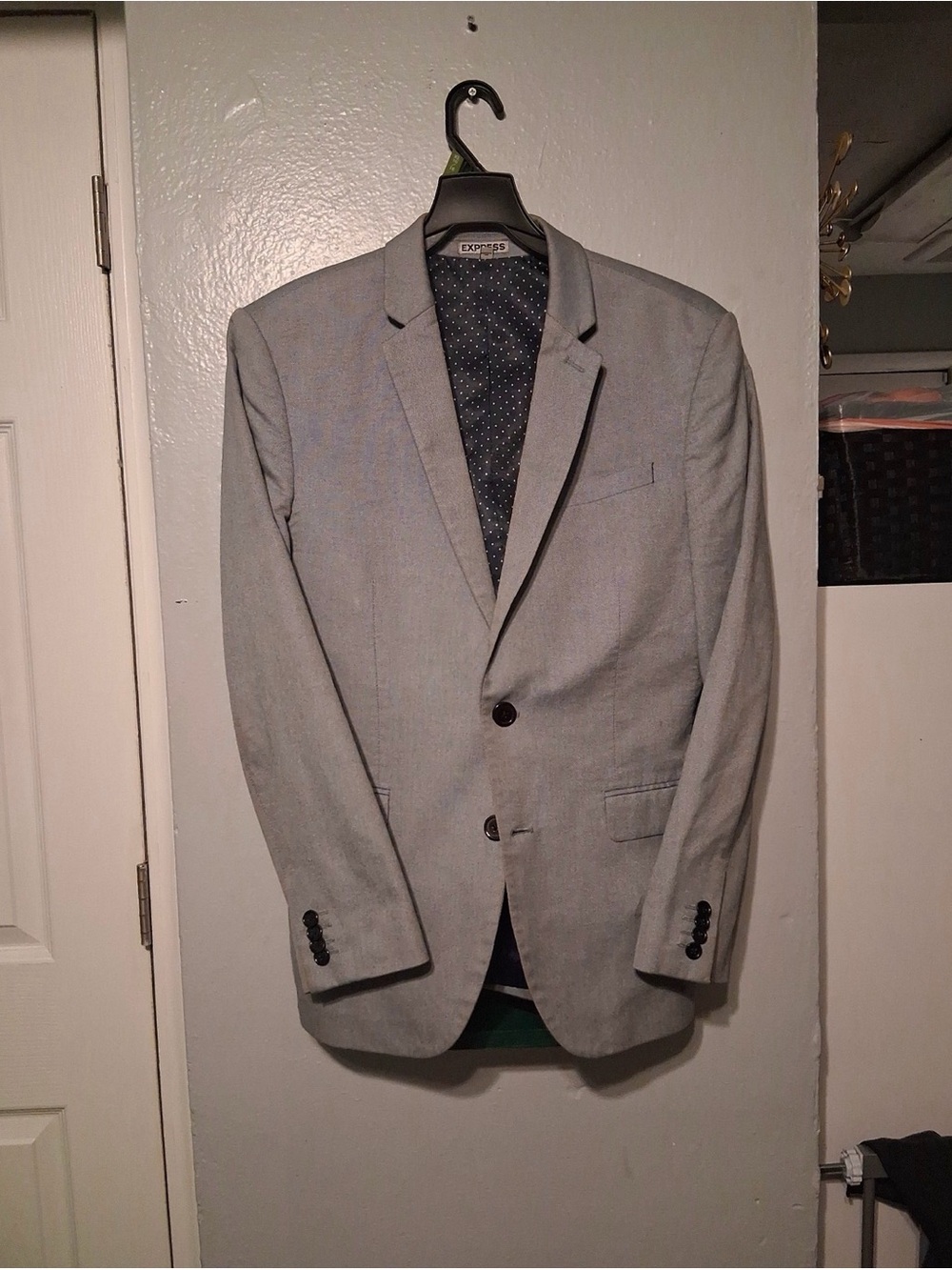 Express Light Gray Notch Lapel Two-Button Blazer
